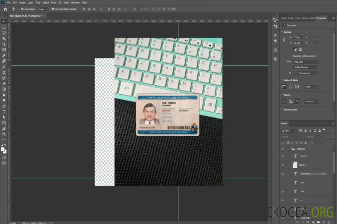 Photolook du permis de conduire de l'Uruguay AVANT template Photolook du permis de conduire de l'Uruguay AVANT template
